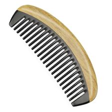 Onedor 100% Handmade Natural Green Sandalwood Buffalo Horn Oval Wide Tooth Combs