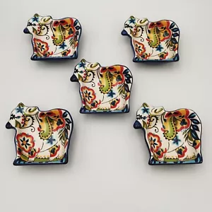 5X Espana Lifestyle BOCCA Cow Dipping Sauce Tidbit Trinket Bowl Dish Floral BOHO - Picture 1 of 11