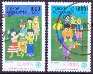 Turkey 1989 used 2v, Europa, children Games, Leapfrog, Open the Door - Picture 1 of 1