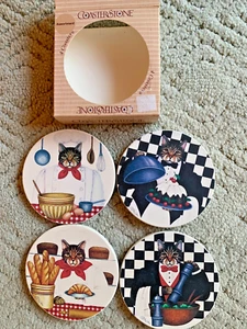 Sottobicchieri per gatti assortiti CoasterStone nuovi con scatola, 4-1/4 pollici, set di 4 fondi in sughero - Foto 1 di 5
