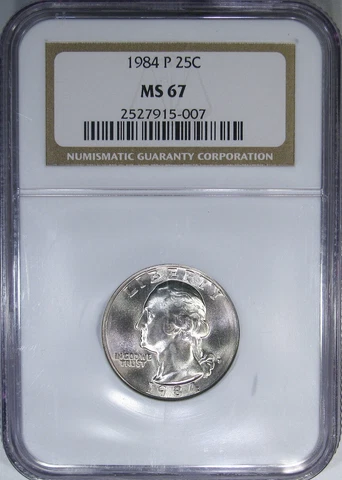 1984-P 25C NGC MS67 WASHINGTON ~ IMPRESSIVE PQ SUPERB-GEM! Cover