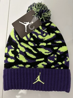 Niños Nike Air Jordan Jumpman Invierno Sombrero Púrpura y Verde Neón Talla 8/20 Ultra Violeta Foto 1 de 4