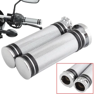 For Harley Dyna Sportster Softail 1" Silver Motorcycle Handlebar Hand Grips 2PCS - Picture 1 of 12