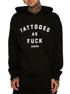 Hombre Ink Addict Tatuado Af Sudadera con Capucha Negro/Blanco SMALL-2XLARGE - Imagen 1 de 2