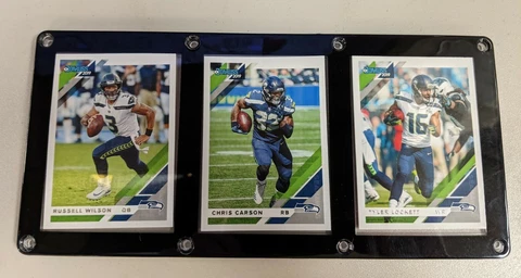 SEATTLE SEAHAWKS 3 CARD PLAQUE RUSSELL WILSON CHRIS CARSON TYLER LOCKETT Cover