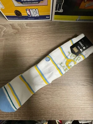 Stance NBA HWC Minneapolis MPLS LA Lakers Stripes Crew Socks Men's Size L NWT - Image 1 of 3