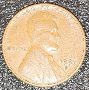 1957 "D" Error Wheat Penny L on Rim & filled in B - Picture 1 of 2