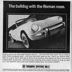 1968 Triumph Spitfire Mk 3 "The Bulldog with a Roman Nose" Original Ad - Picture 1 of 1