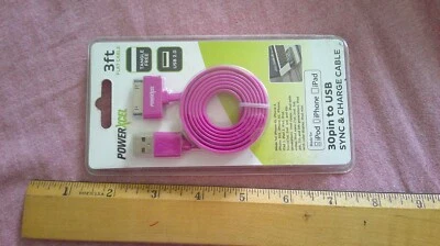 PowerXcel 3ft Flat Cable USB Purple Charger For iPad iPhone iPod - Image 1 of 4