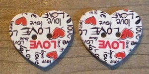 2 Love Heart Sewing Buttons Crafting Wood 2 Hole 1"  - Picture 1 of 2