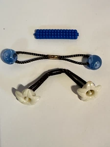 Vintage Goody And Other Plastic Hair Barrette Ponytail Holder Blue White Elastic - Picture 1 of 3