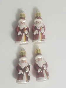 4 Vintage Small Santa Claus Hanging Christmas Ornaments - Picture 1 of 5