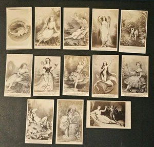 Collezione di 13 bellissime cartoline fotografiche CDV arte 1860 fate cherubini angeli - Foto 1 di 15