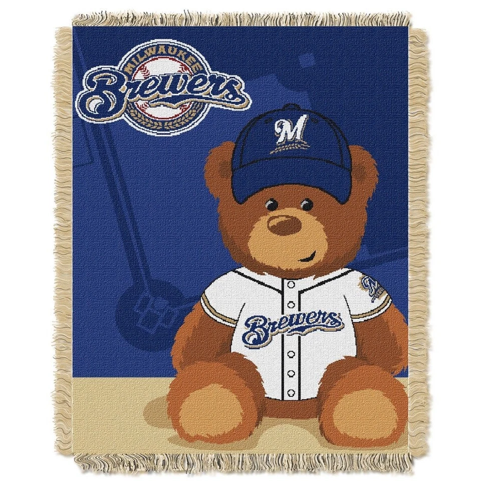 Manta de jacquard tejida para bebé Milwaukee Brewers Field Bear Foto 1 de 1