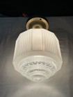 RESTORED Antique Vtg Art Deco Ceiling Light Skyscraper Semi-Flush Schoolhouse