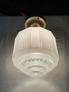 RESTAURADO Antiguo De Colección Art Deco Luz de Techo Rascacielos Semi Al ras Escuela - Imagen 1 de 23