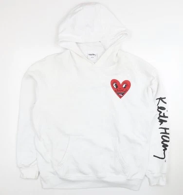 Keith Haring Unisex White M Hoodie with Graphic Art - Image 1 of 4