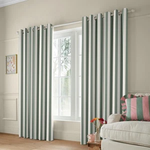 Cath Kidston Canopy Stripe EYELETS BLACKOUT Curtains, SAGE, WIDE167 X DROP183 CM - Picture 1 of 3