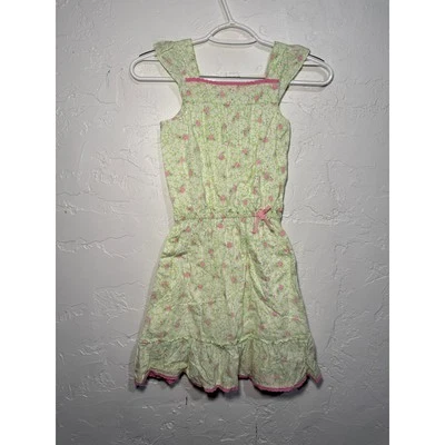 Oshkosh Bgosh green floral cotton dress girls 6X cottagecore fairy cottage boho - Image 1 of 4