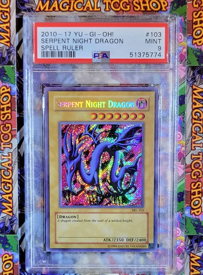 Yugioh Serpent Night Dragon SRL-103 Secret Rare Holo Bleed PSA 9 Mint - Image 1 of 3