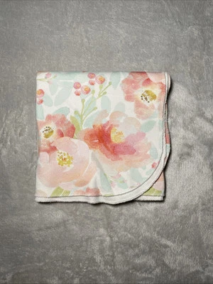 Manta de bebé tejido jersey blanco floral acuarela flor rosa rosas envoltura Lovey Foto 1 de 3