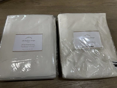 2 Pottery Barn silk dupioni drape panel 50x84 ivory 2156685 READ DESCRIPTION - Image 1 of 4