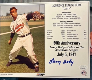 Larry Doby 8x10 signiert Cleveland Indians 1998 Hof Stat Foto JSA/Coa - Bild 1 von 2