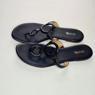 Sandalias planas Michael Kors Claudia azul marino charol talla 8 PW16A Foto 1 de 4