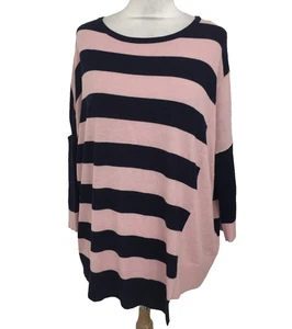 Phase Eight Women's Jumper Size S Pink Navy Wool Blend Knitted Striped Used F1 - Picture 1 of 11