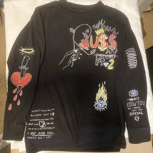 Russ T Shirt Mens Size Medium Black Psycho Pt 2 Hip Hop Rap Tee Long Sleeve - Picture 1 of 3