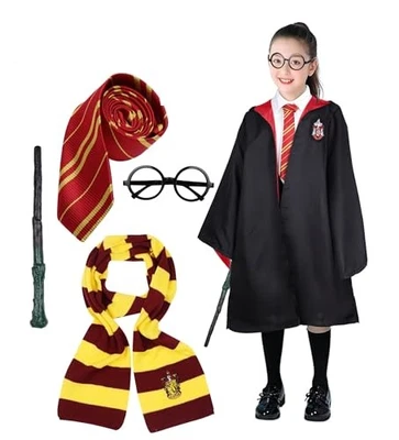 LAMONKE Harry Potter Niños Dormitorio Uniforme Disfraz Conjunto de 5 Piezas (Bata Bufanda Gafas Foto 1 de 4