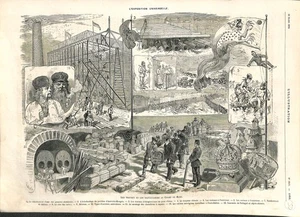 EXPOSITION UNIVERSELLE PARIS TRAVAUX TRAVAILLEURS CHAMP DE MARS GRAVURE 1878 - Picture 1 of 1