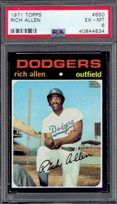 1971 Topps 650 Rich Allen SP.  PSA 6 EXMT ВЫСОКИЙ НОМЕР.  (TX4834). - Изображение 1 из 2