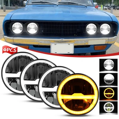 DOT 4PCS 5.75" 5-3/4" Round LED Headlights w/DRL For Datsun 620 Pickup 1972-1974 - Image 1 of 4