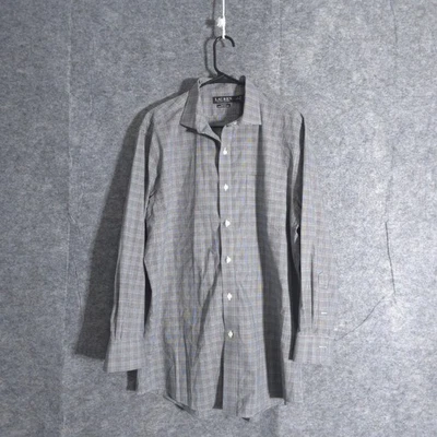 Camisa de vestir a cuadros sin hierro Lauren Ralph Lauren para hombre 17 32/33 calce ajustado elástica Foto 1 de 4