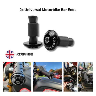 2x Universal Motorbike Bar Ends Motorcycle Handlebar Weights Plugs Grips Black - Image 1 of 4