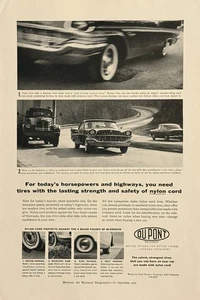 Du Pont Nylon Cord Tires 1957 Print Ad Tire “Lasting Strength and Safety” Vtg - Picture 1 of 1