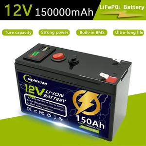 12V 150Ah Rechargeable Li-lon Battery WIth BMS For Solar Panels Scooters LiFePO4 - Picture 1 of 5