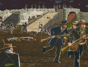 THE ALAMO THE MEXICANS BREACH THE WEST WALL ART PRINT - Picture 1 of 1