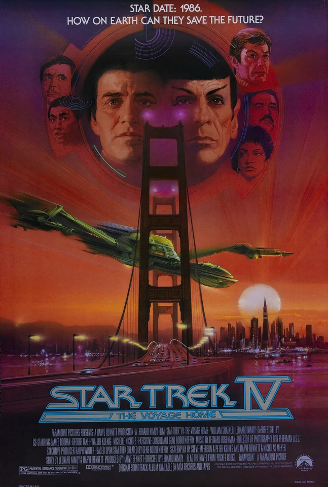 STAR TREK IV THE VOYAGE HOME Movie Poster William Shatner Spock