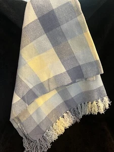 1995 Vtg Toys R Us Geoffrey Inc Chenille Baby Blanket Blue Yellow Plaid SOFT - Picture 1 of 5