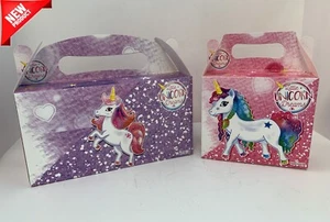 UNICORN GIRLS Birthday Party Boxes Childrens Picnic Food Meal Box Loot Bags HB - Picture 1 of 5