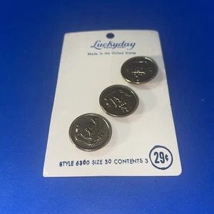 Vintage Lucky Day 3 Gold Buttons With Insignia - Picture 1 of 3
