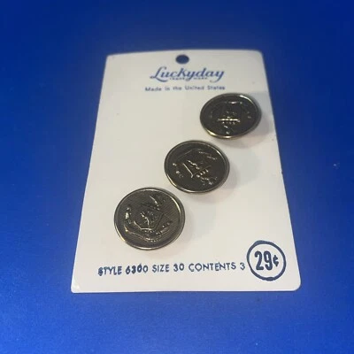 Vintage Lucky Day 3 Gold Buttons With Insignia - Image 1 of 3