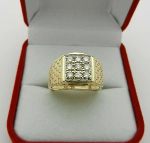 Men's Ring in Solid 14k Yellow Gold with Natural Diamonds  11.6 gr size 9.5 - Picture 1 of 11