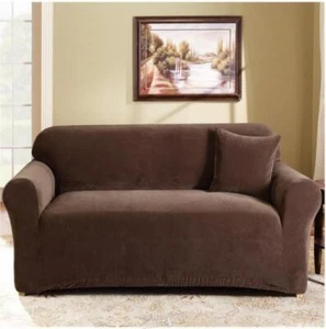 Sure Fit Sofa Color Coffee Brown Color Homestyle Fits Couch 74-96 inch Slipcover - Picture 1 of 3