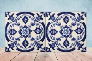 Azulejos de pared de cerámica victoriana - Juego de 2 azulejos de cerámica para salpicadero de cocina para baño - Imagen 1 de 3