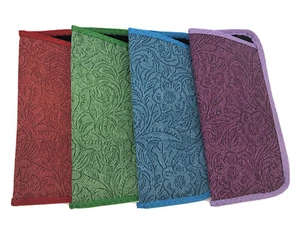 NEW Multicolored Floral & Vine w/Trim Women's Slip-In Soft Eyeglass Case Qty 4 - Picture 1 of 7