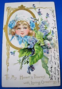 VINTAGE POSTCARD - UNITED STATES 1907 - MY HEART'S DEAREST USED - Picture 1 of 2