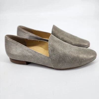 Mocasín Paul Green Naomi Talla UK 5 Cuero Perforado Plano Gris Dorado Metálico Foto 1 de 4